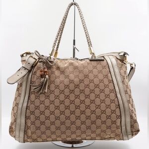 CC46 ❤️ GUCCI Monogram Cellarius Calfskin Bella Top Handle Bag
